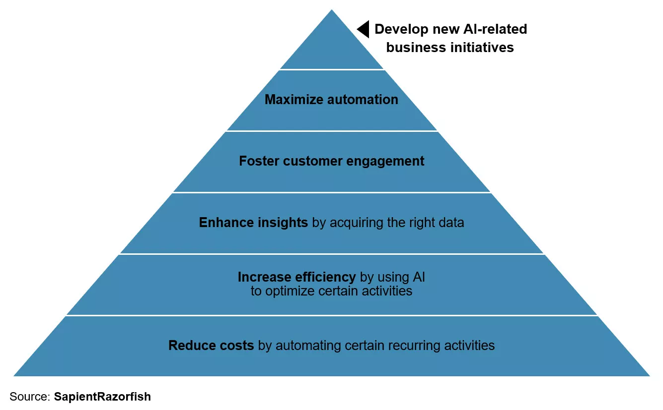 Image of a pyramid with the six levels of implantation of the AI. Image of a pyramid with the six levels of implantation of the AI.