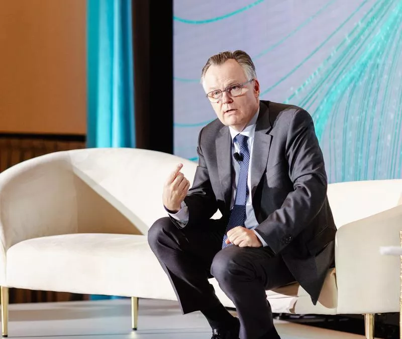 Marc-André Blanchard, Premier vice-président et chef, CDPQ mondial et chef mondial de l’investissement durable avec Eric Kane, Directeur de la recherche sur l'ESG, Bloomberg Intelligence au Forum sur la finance durable de Bloomberg, à Toronto.