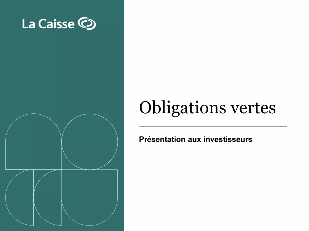 Obligations vertes - Présentations aux investisseurs